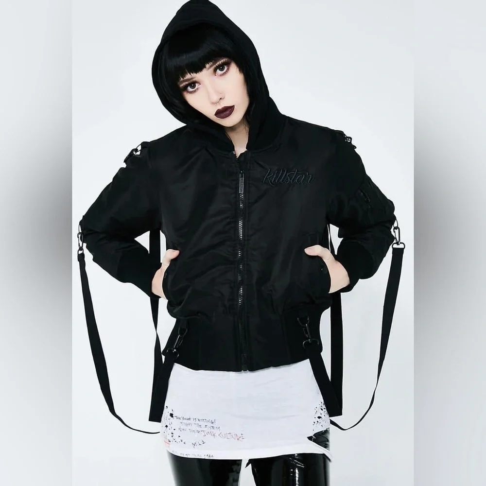 ISO Killstar Dolls Kill Goth Doll Bomber Jacket Coat In Search Of - Picture 2 of 2
